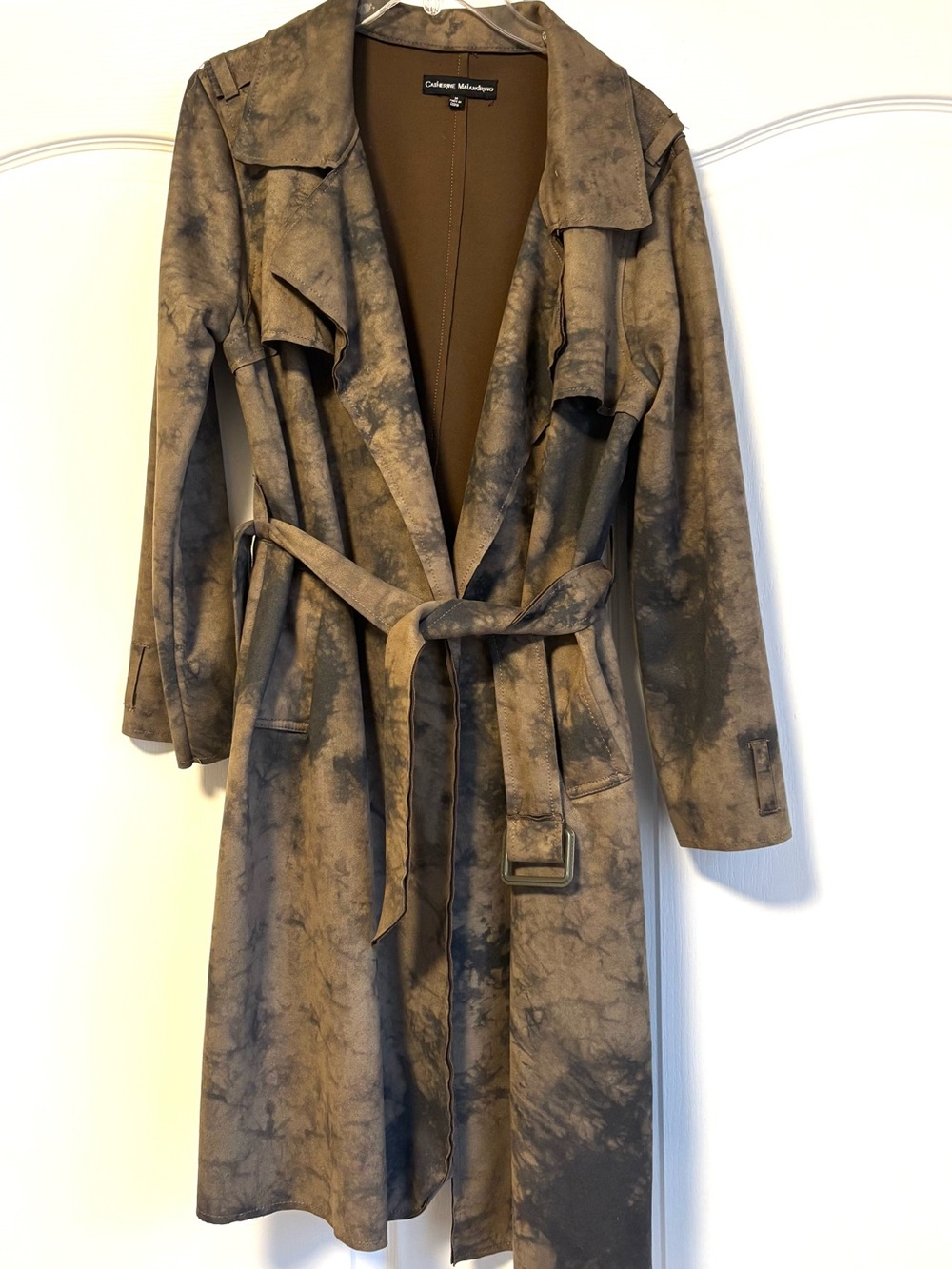 Catherine Malandrino Taupe Tie-Dye Trench Coat